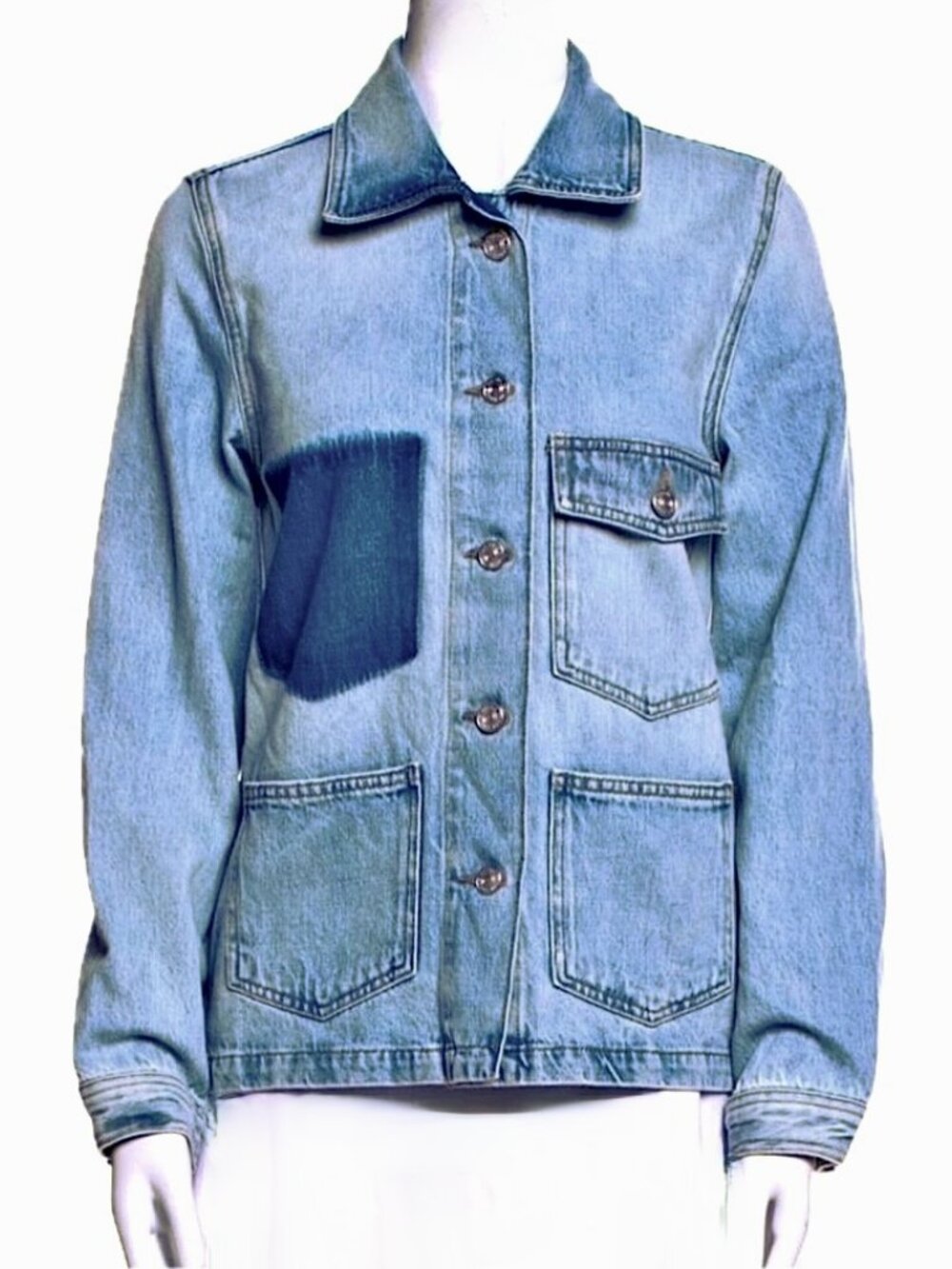 KUT from the Kloth Adelyn Denim Jacket Light Wash Oversize Pockets NEW